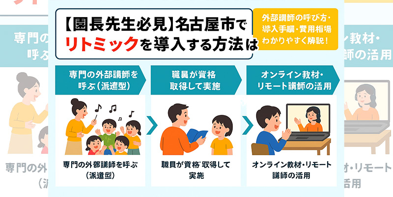 【園長先生必見】名古屋市でリトミックを導入する方法とは？外部講師の呼び方・導入手順・費用相場をわかりやすく解説！